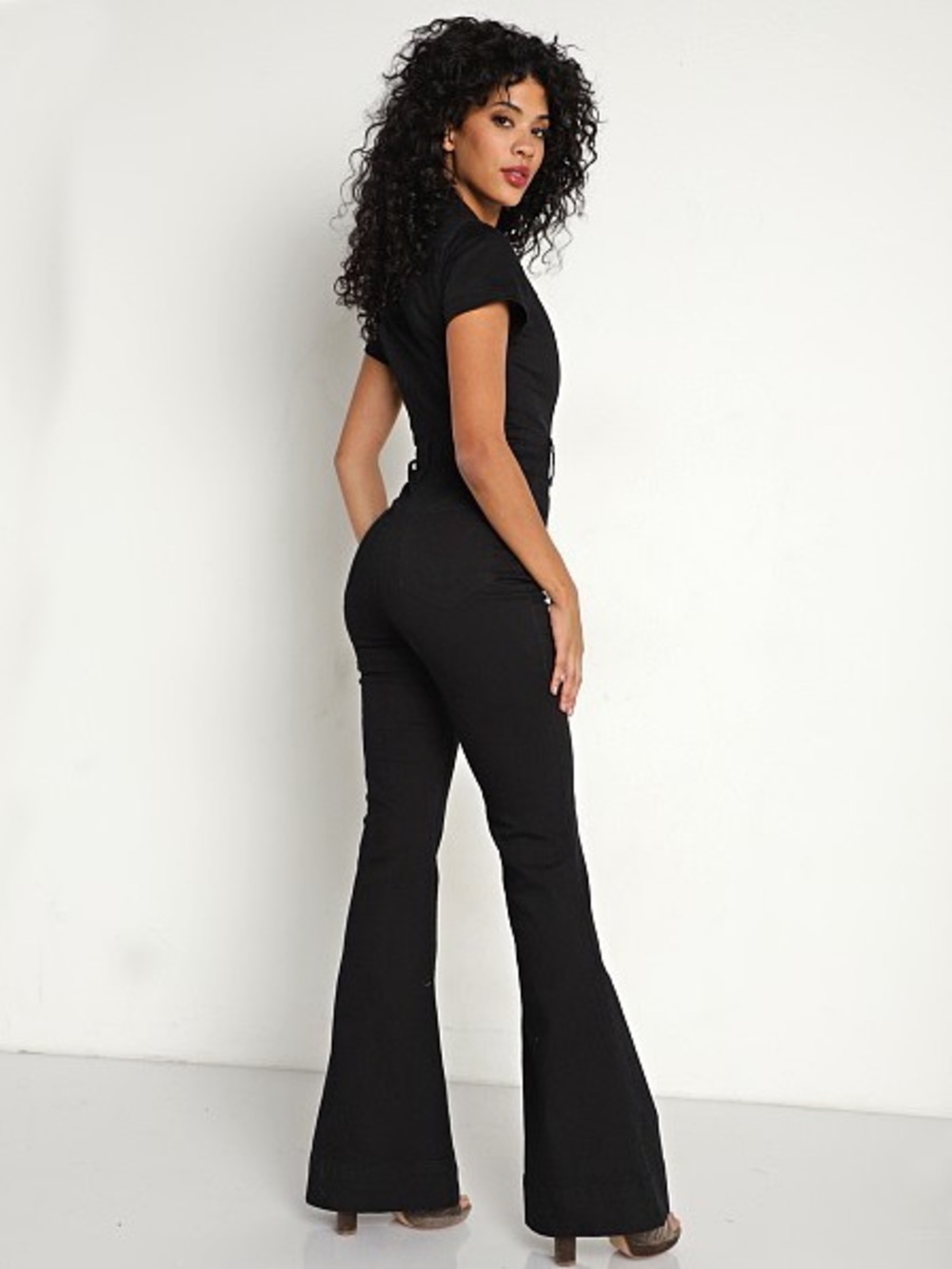 Show Me Your MuMu Everhart Black Short-Sleeve Button Up Jumpsuit - Picture 2 of 6